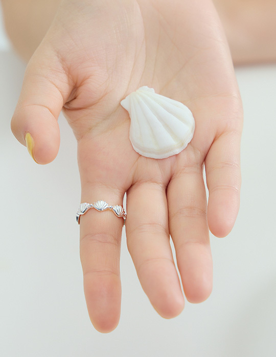 【925純銀】海洋貝殼可調式戒指