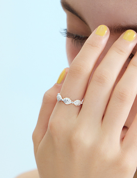 【925純銀】海洋貝殼可調式戒指