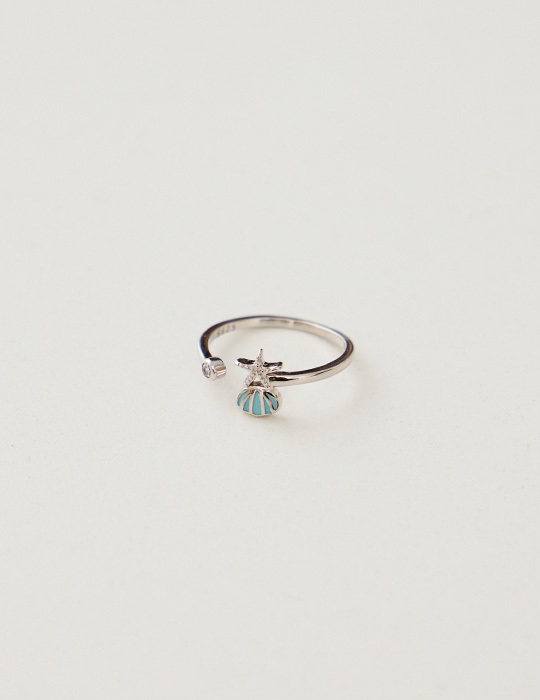 【925純銀】潮汐藍貝點鑽可調式戒指