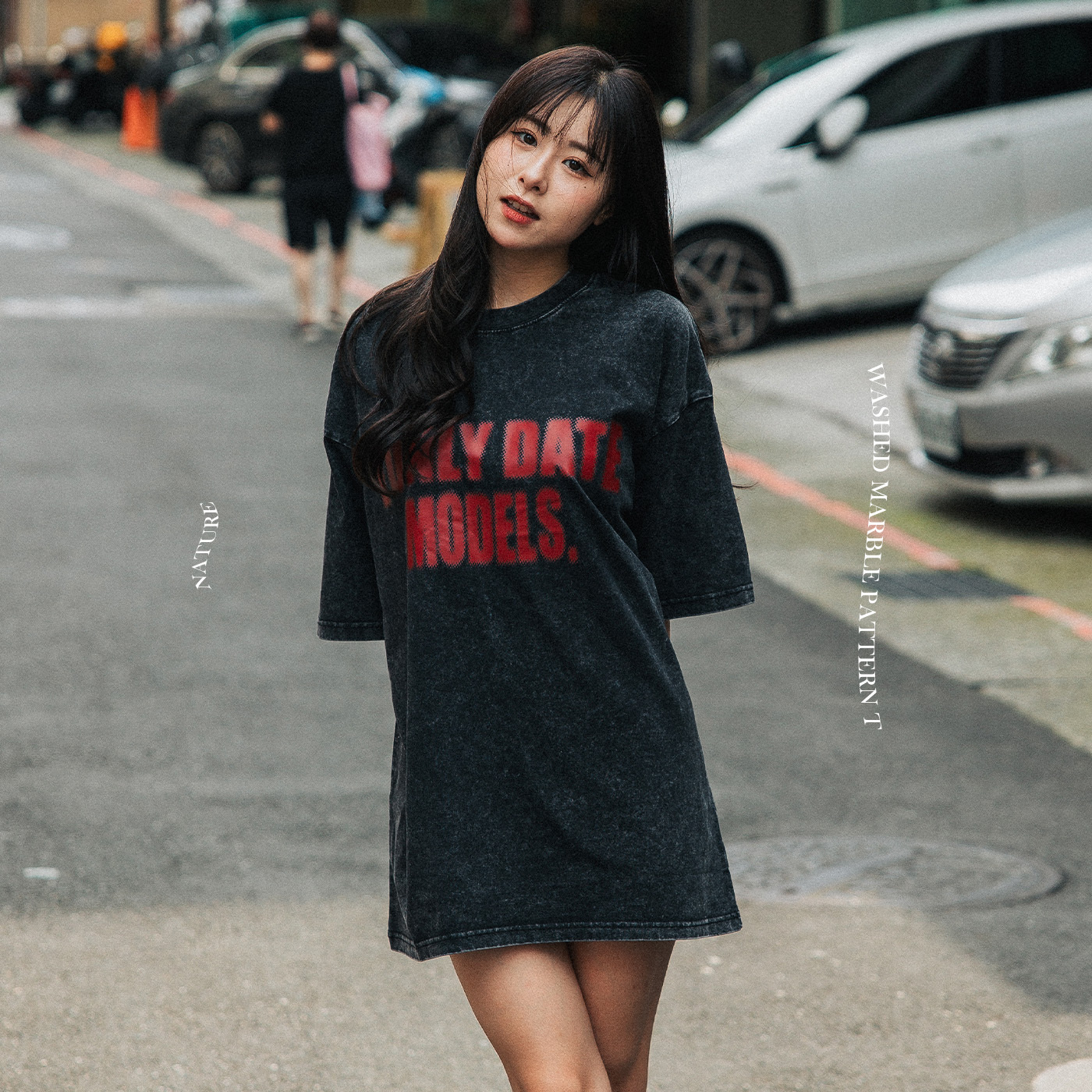 限時出清 NATURE 破碎肌理 字母印花短T 水洗