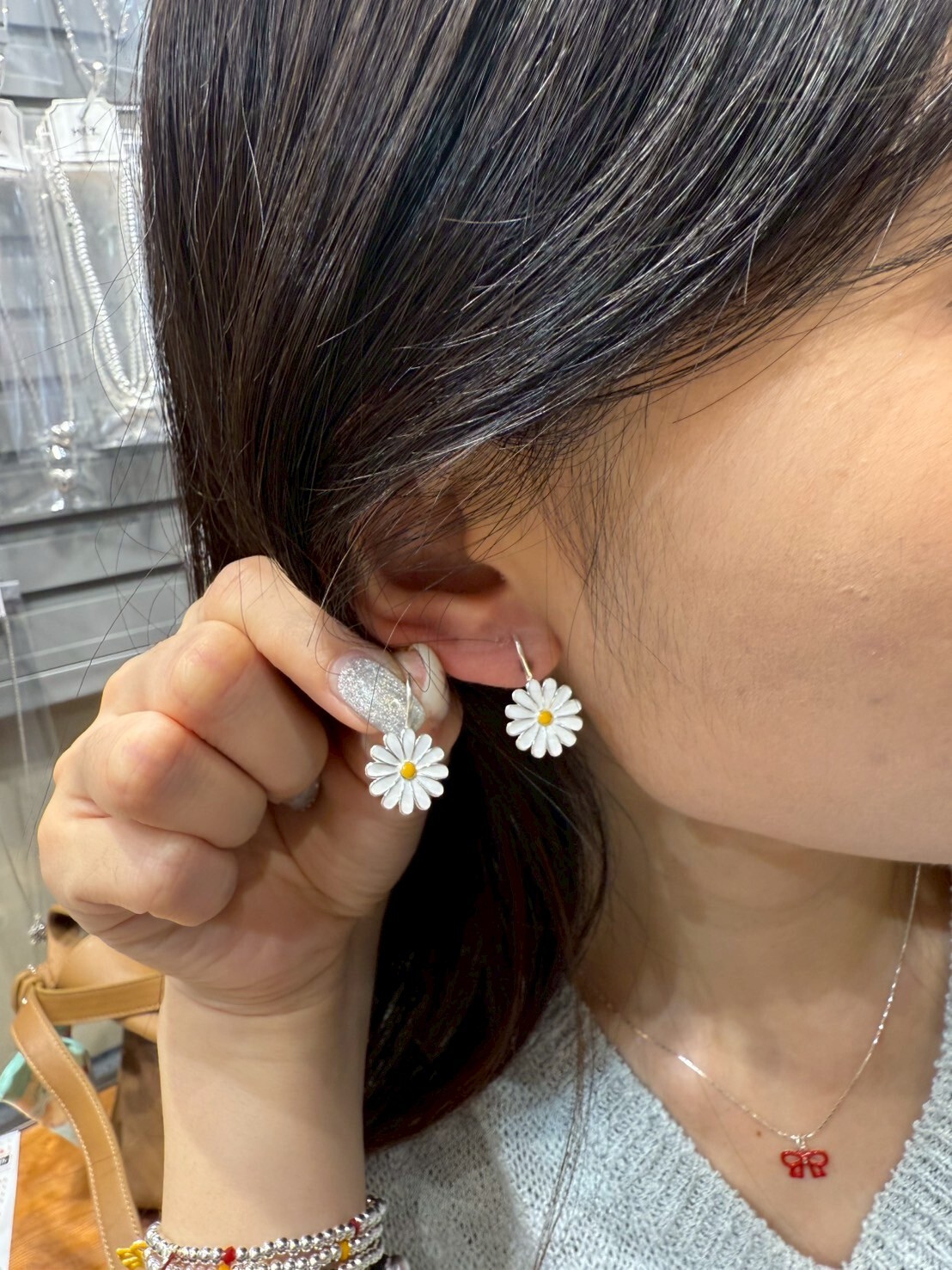 HM4385 925銀GD小雛菊耳環