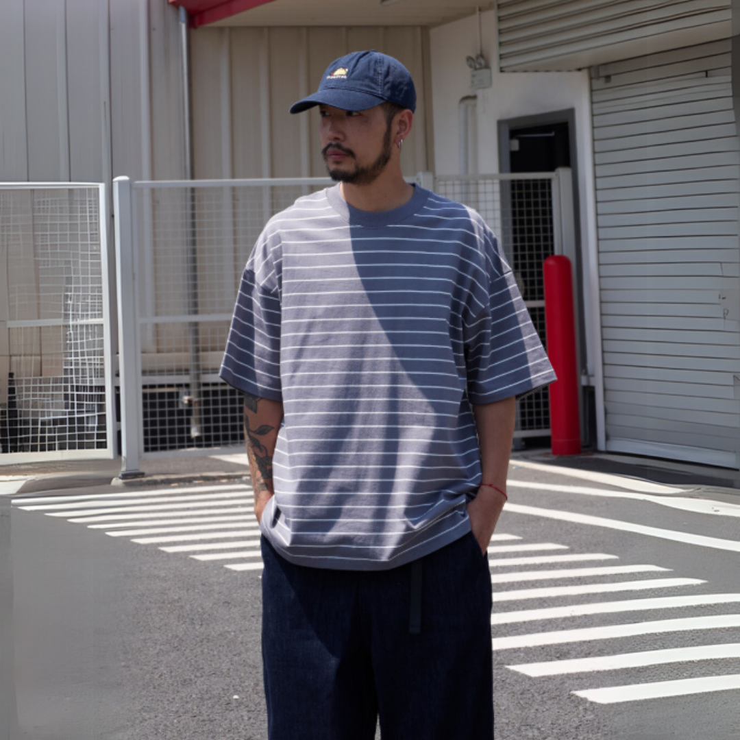 超好看圓領雙色條紋短袖