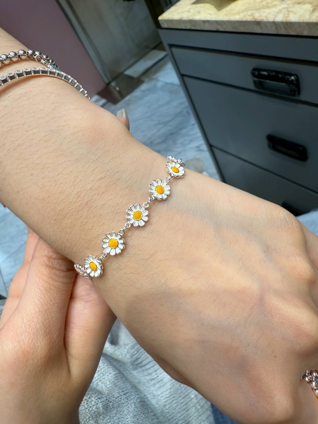 HM4382 925銀GD小雛菊手鏈