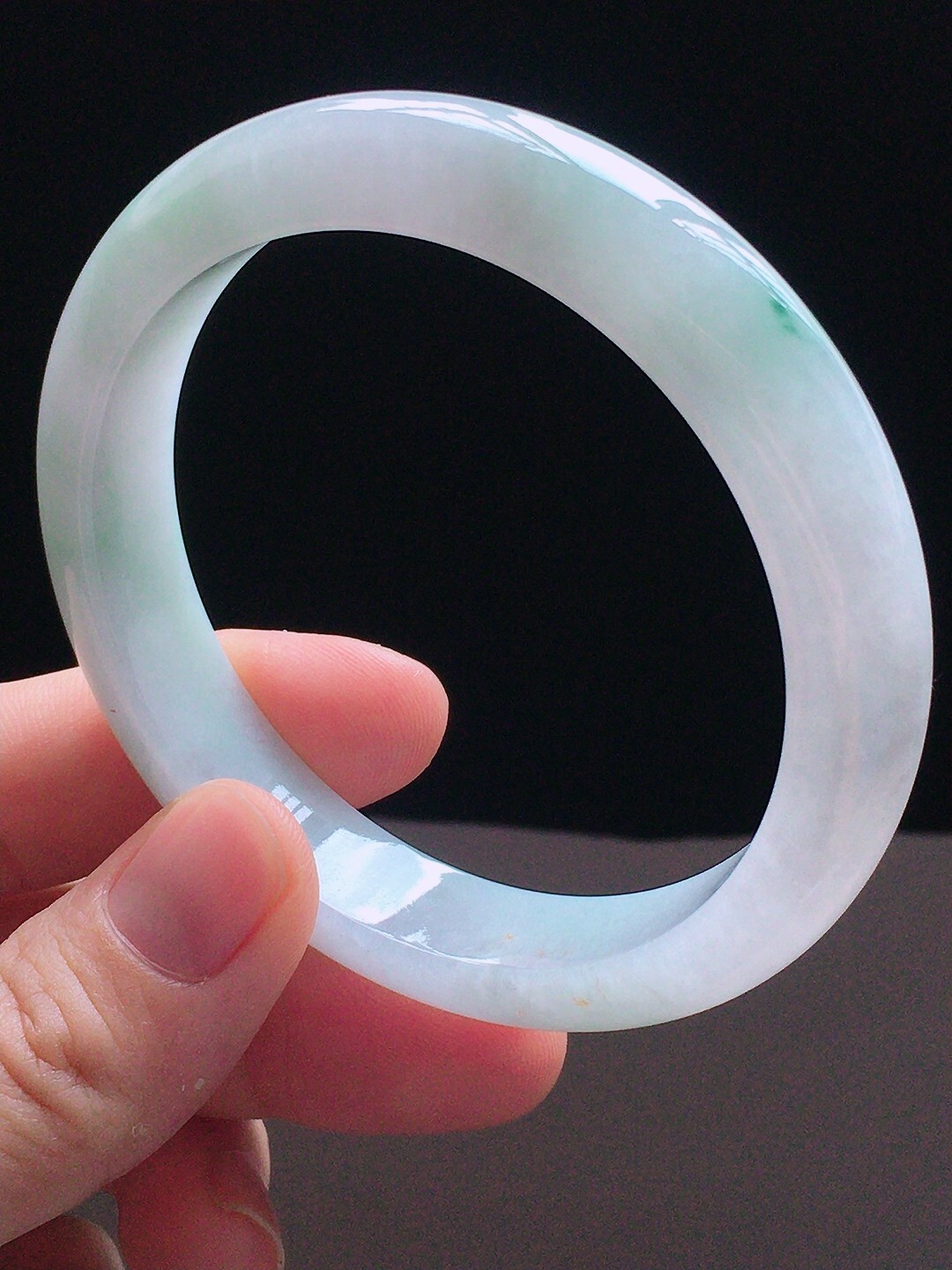 519157 61.8mm冰飄藍花翡翠正圈手鐲 (60-62)