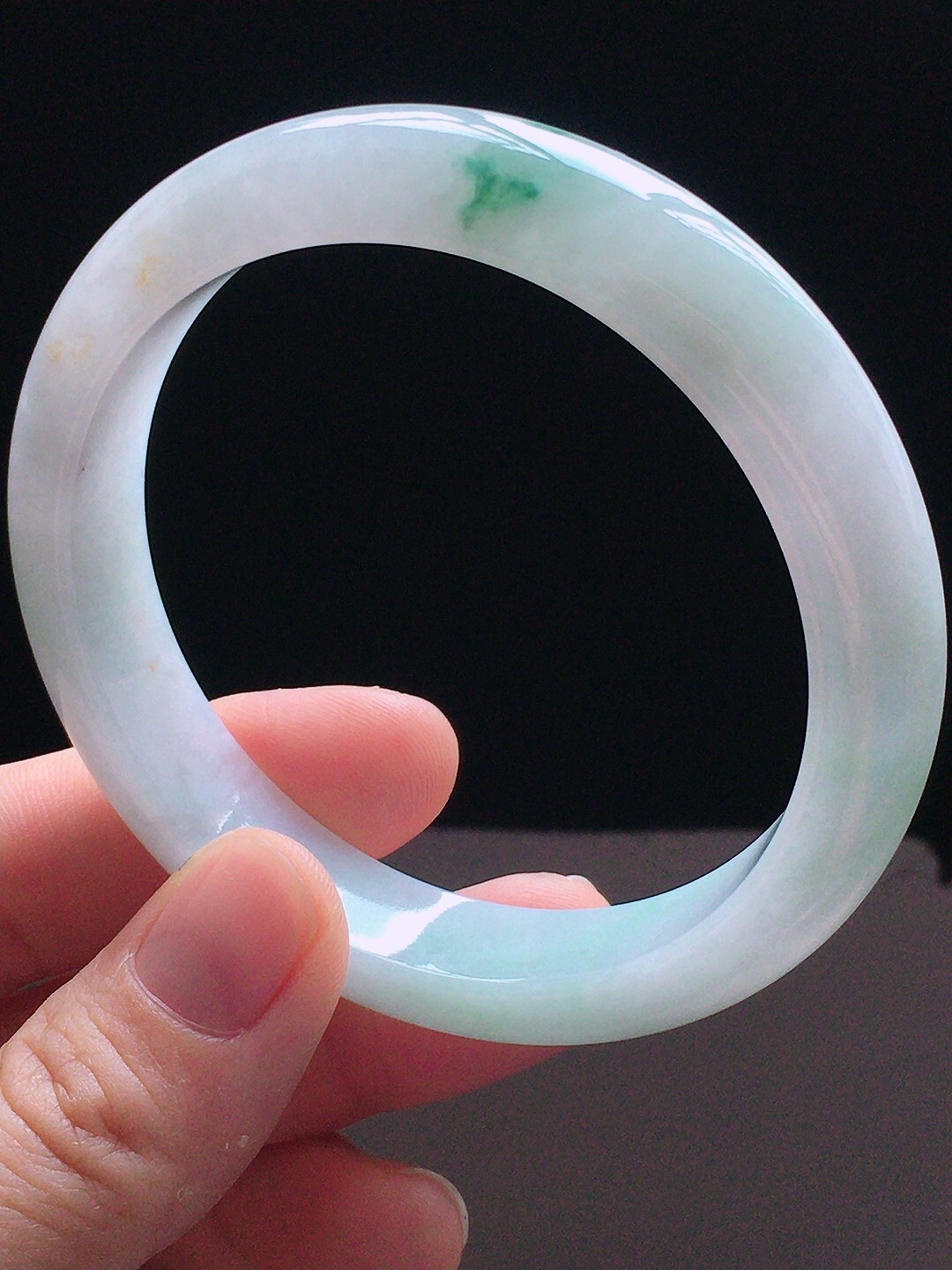 冰飄藍花翡翠正圈手鐲,天然翡翠A玉, 緬甸玉, Jade, Jadeite