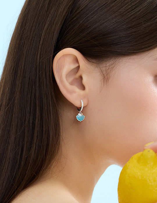 海風藍貝。銀針耳環