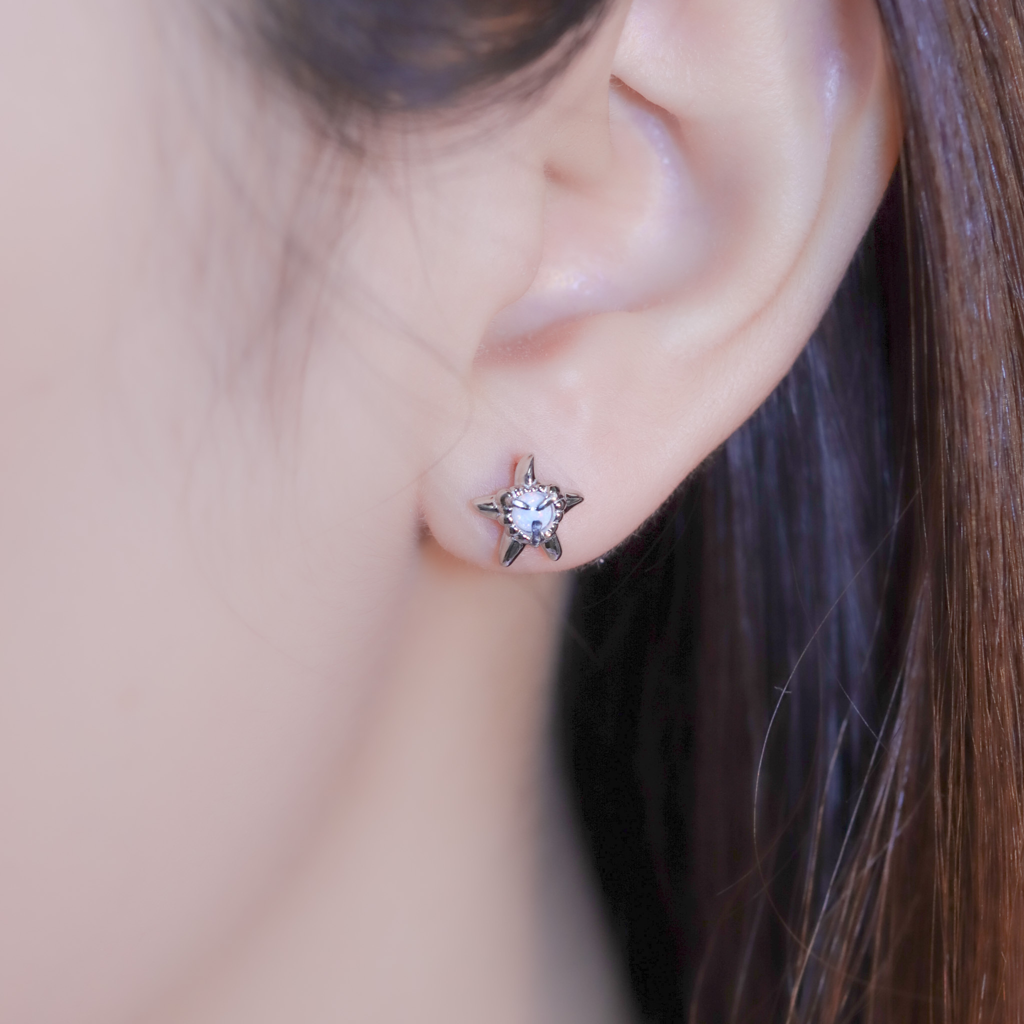 | 925純銀・白金・琉璃 | 純凈星光耳環 | EA0994 |