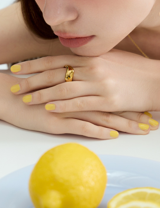 【鈦鋼】流線波浪戒指(金)