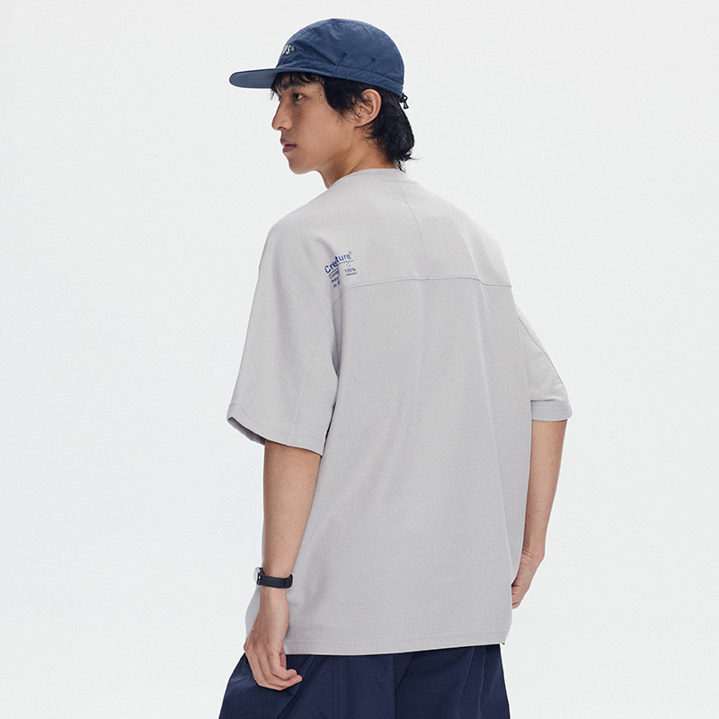 6M07 線條感印花口袋短棉TEE 四色