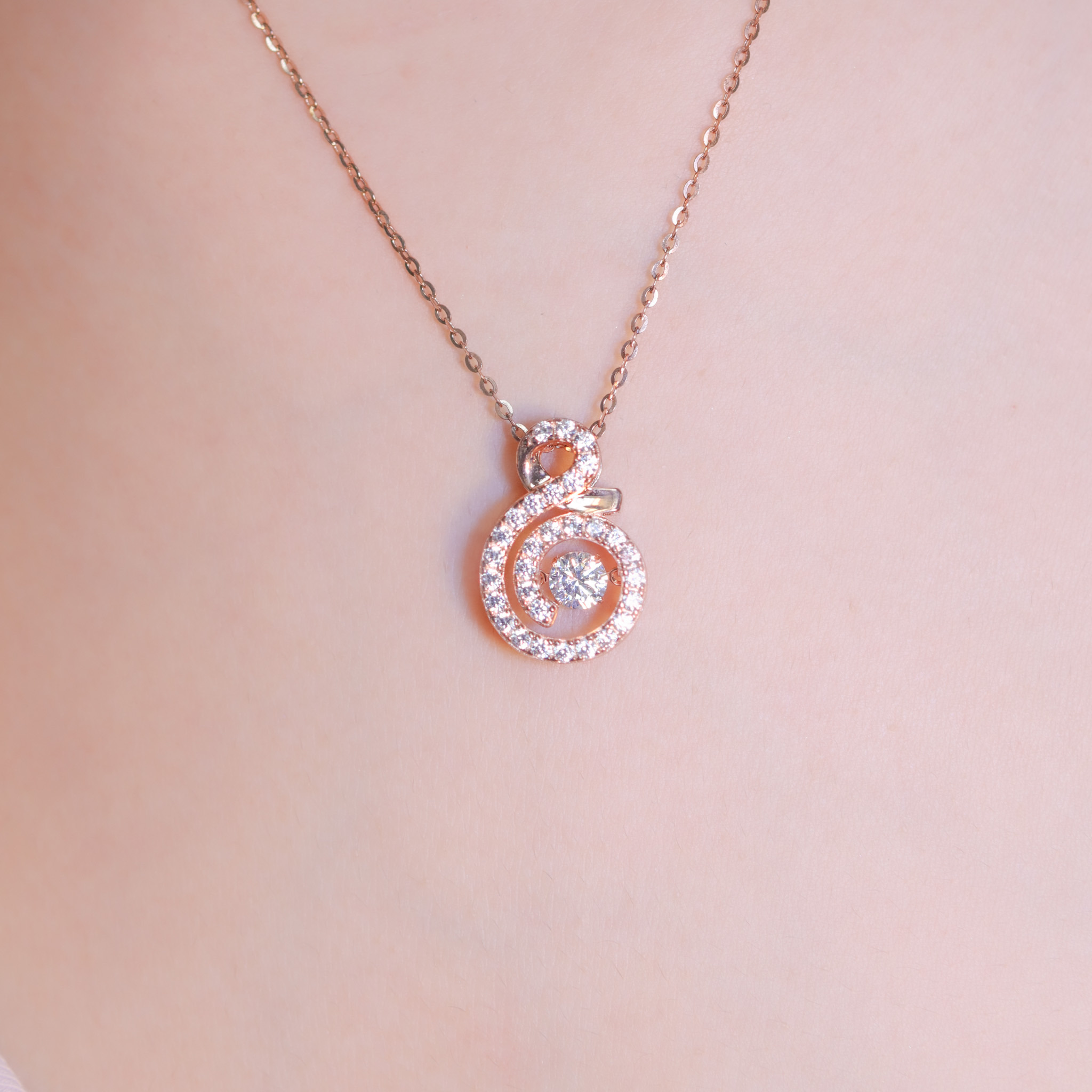 | 925純銀・厚鍍白金・ 厚鍍玫瑰金 | 懸浮心動協奏項鍊 (銀/玫瑰金) | NE1416 |