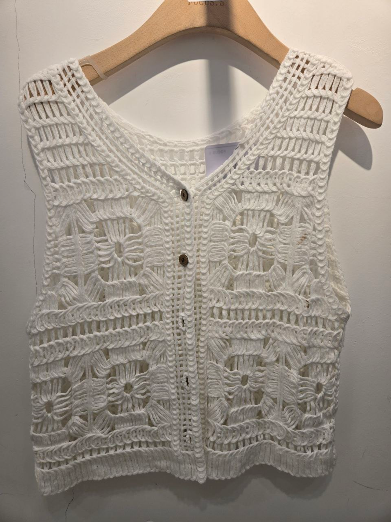 [H] FS FASHION WHITE WOMEN'S CROCHET KNIT VEST,HF12, [FINAL SALE] (HF12)