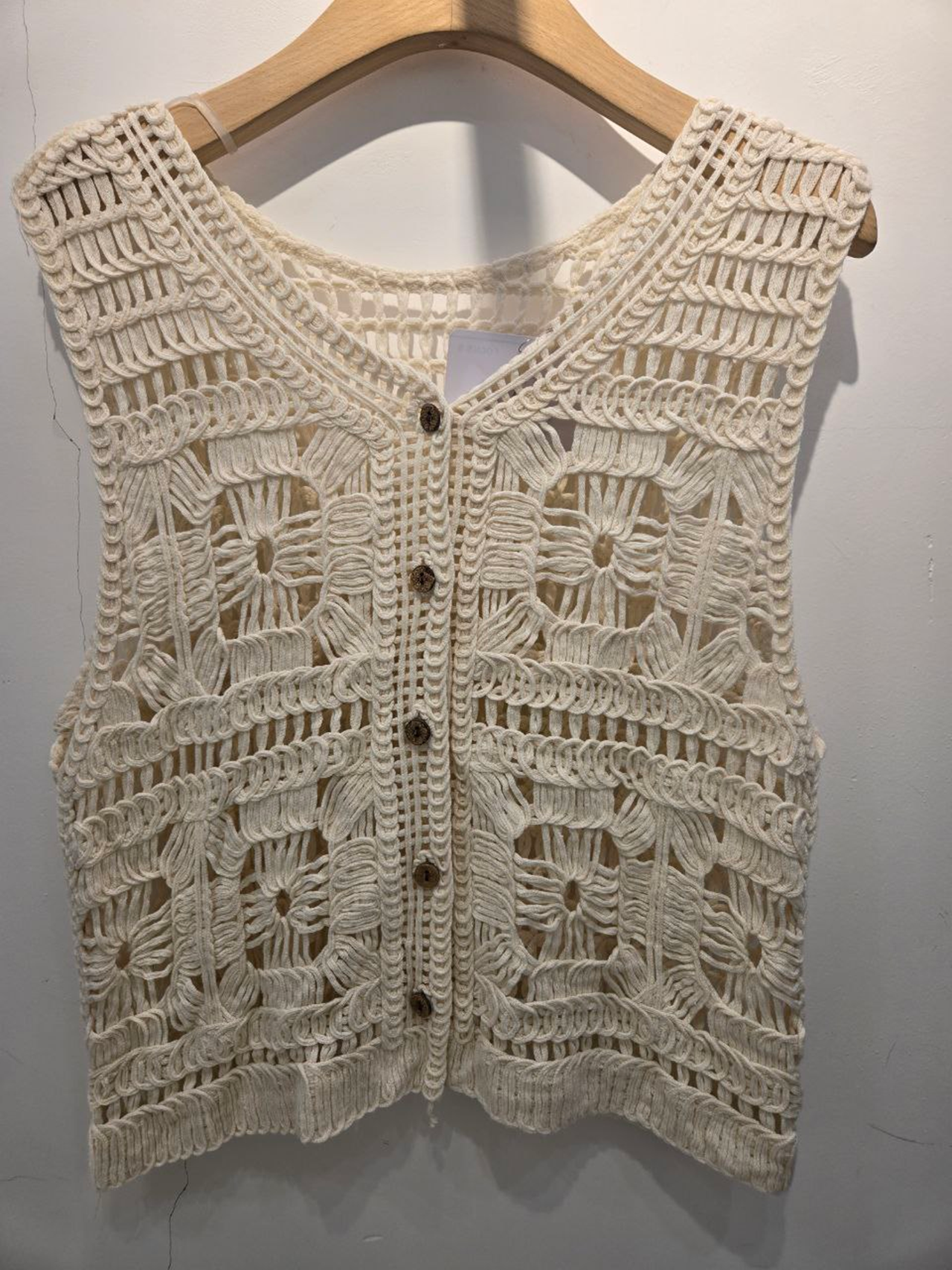 [H] FS FASHION BEIGE WOMEN'S CROCHET KNIT VEST,HF13, [FINAL SALE] (HF13)