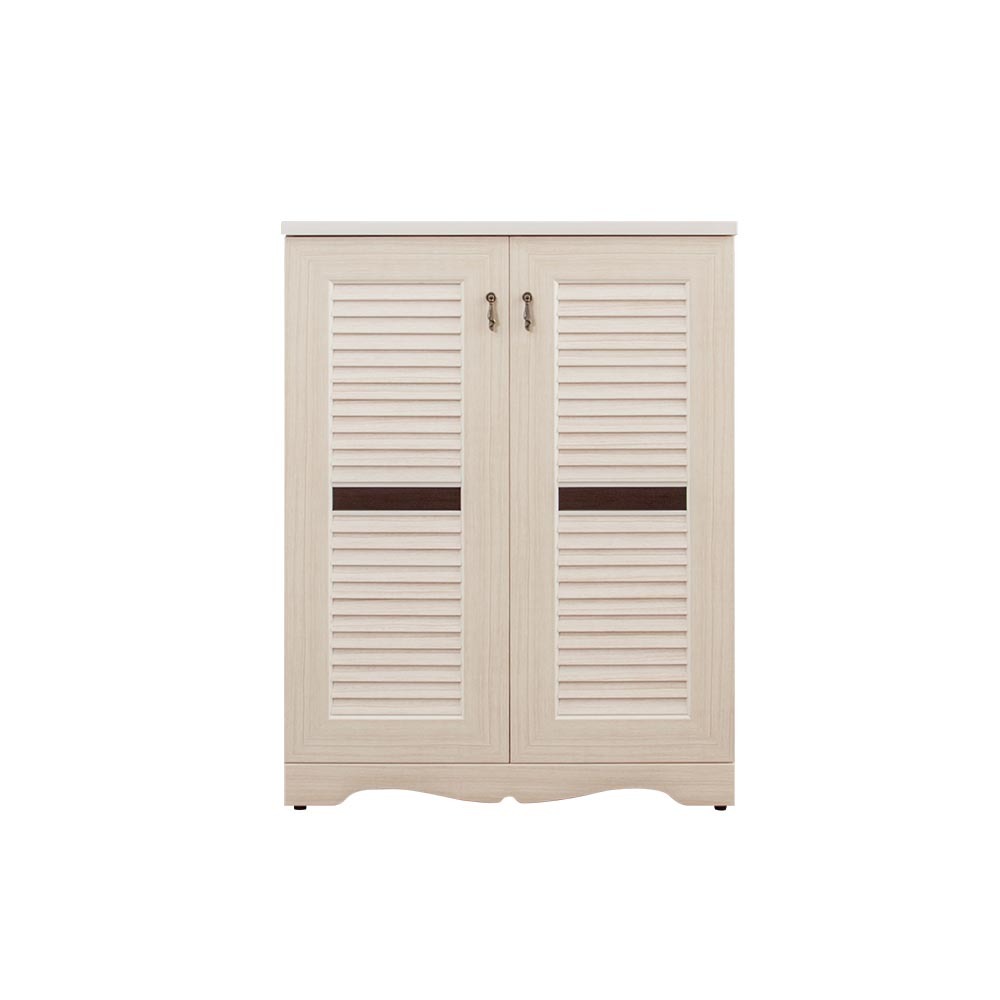 南亞塑鋼-2.7尺二開門橫飾條新式百葉鞋櫃