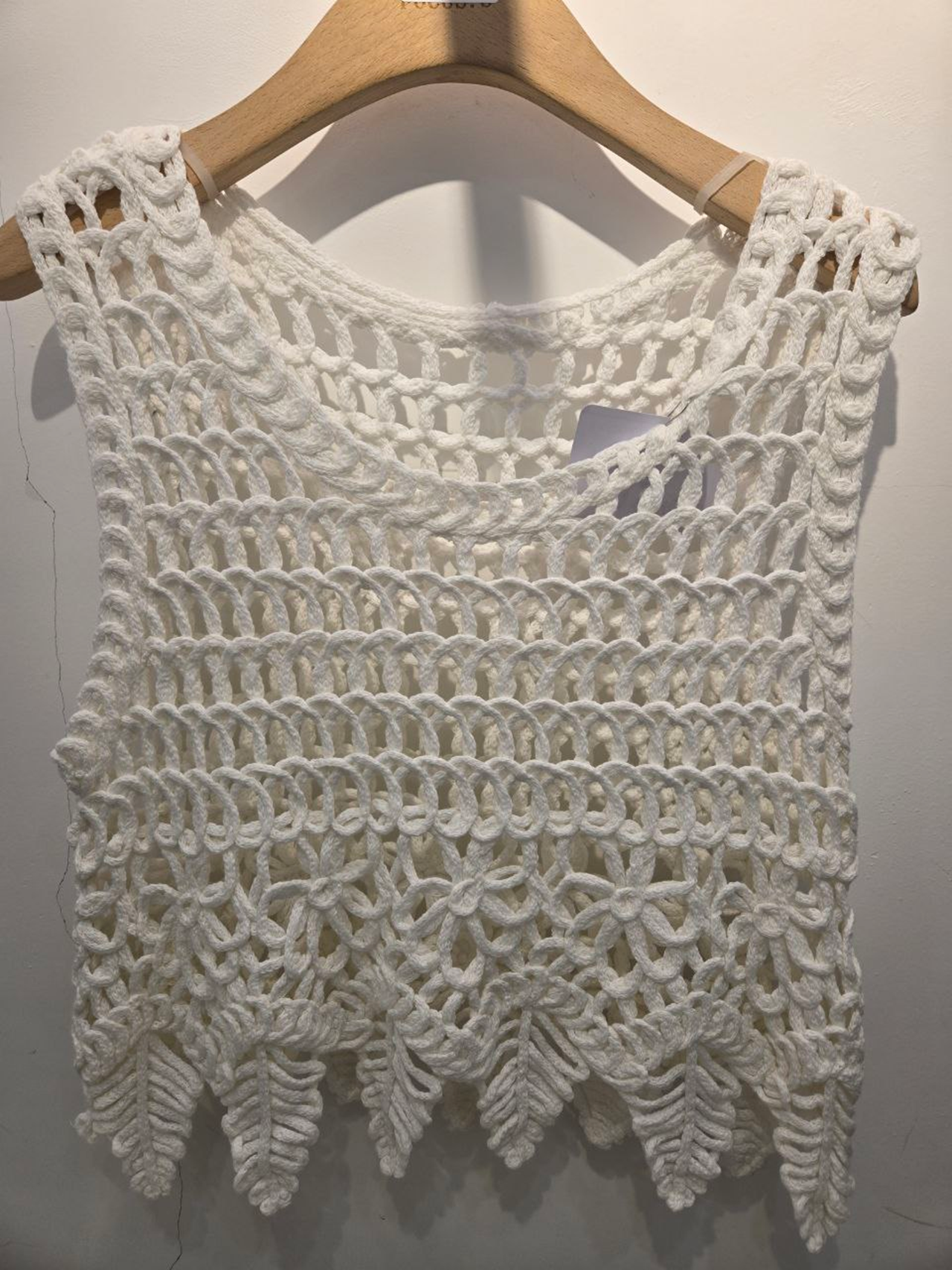 [H] FS FASHION WHITE WOMEN'S CROCHET KNIT TANK TOP,HF15, [FINAL SALE] (HF15)