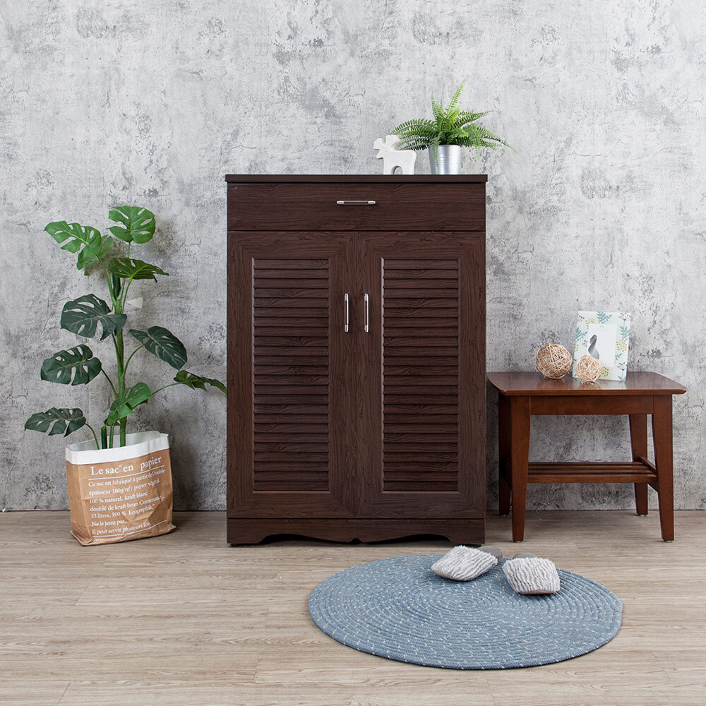 南亞塑鋼-2.7尺二開門一抽新式百葉鞋櫃