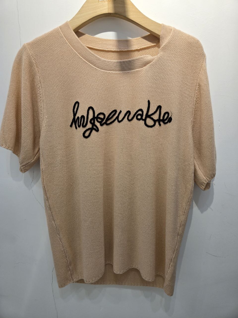 [H] FS FASHION PINK WOMEN'S SHORT SLEEVE ROUND NECK KNITTED EMBROIDERED T-SHIRT [FINAL SALE], HF60 (HF60)