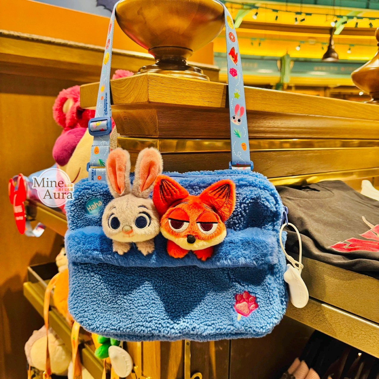 哈茱蒂 Judy 兔 胡尼克 Nick 絨毛大頭 造型 蜂蜜罐圖案 斜背包 動物方城市 Zootopia -上海迪士尼樂園