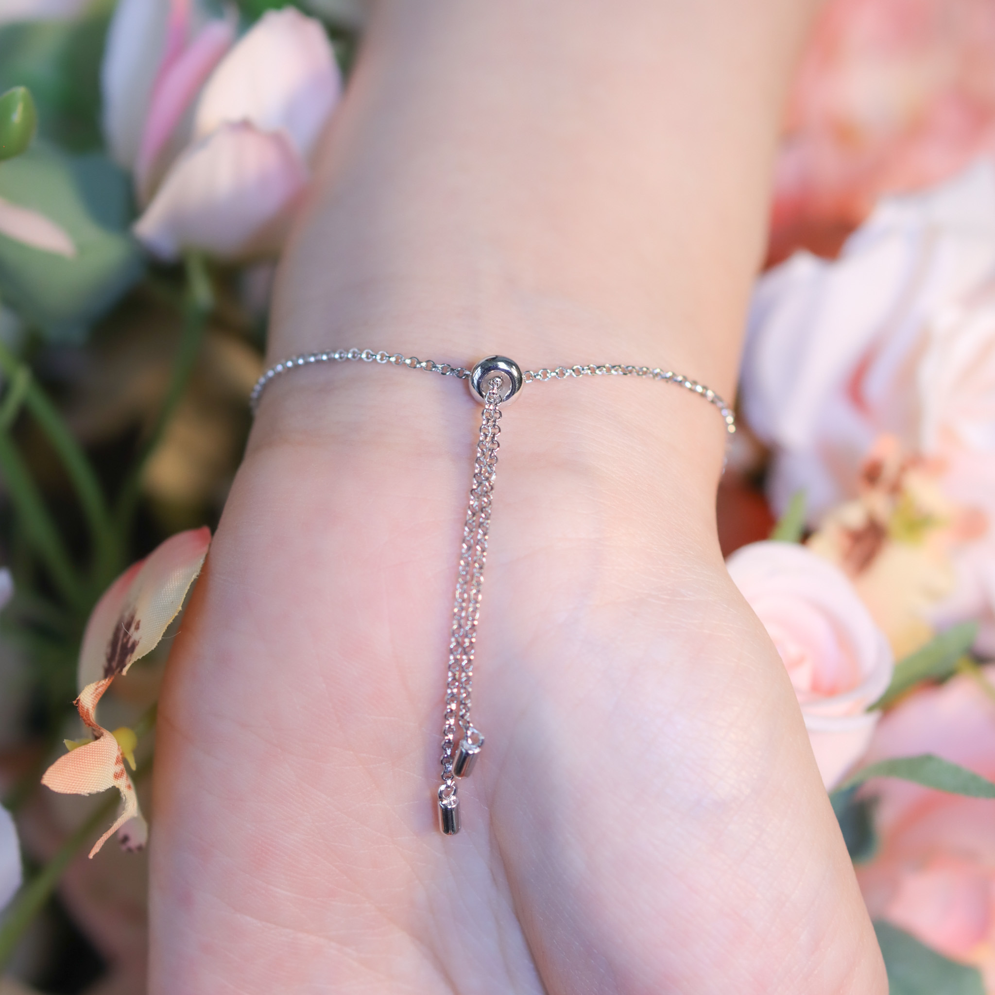 | 925純銀・ 厚鍍白金・ 厚鍍玫瑰金 ・莫桑石 | 幸福銀河手鏈(銀/玫瑰金） | BR1295 |