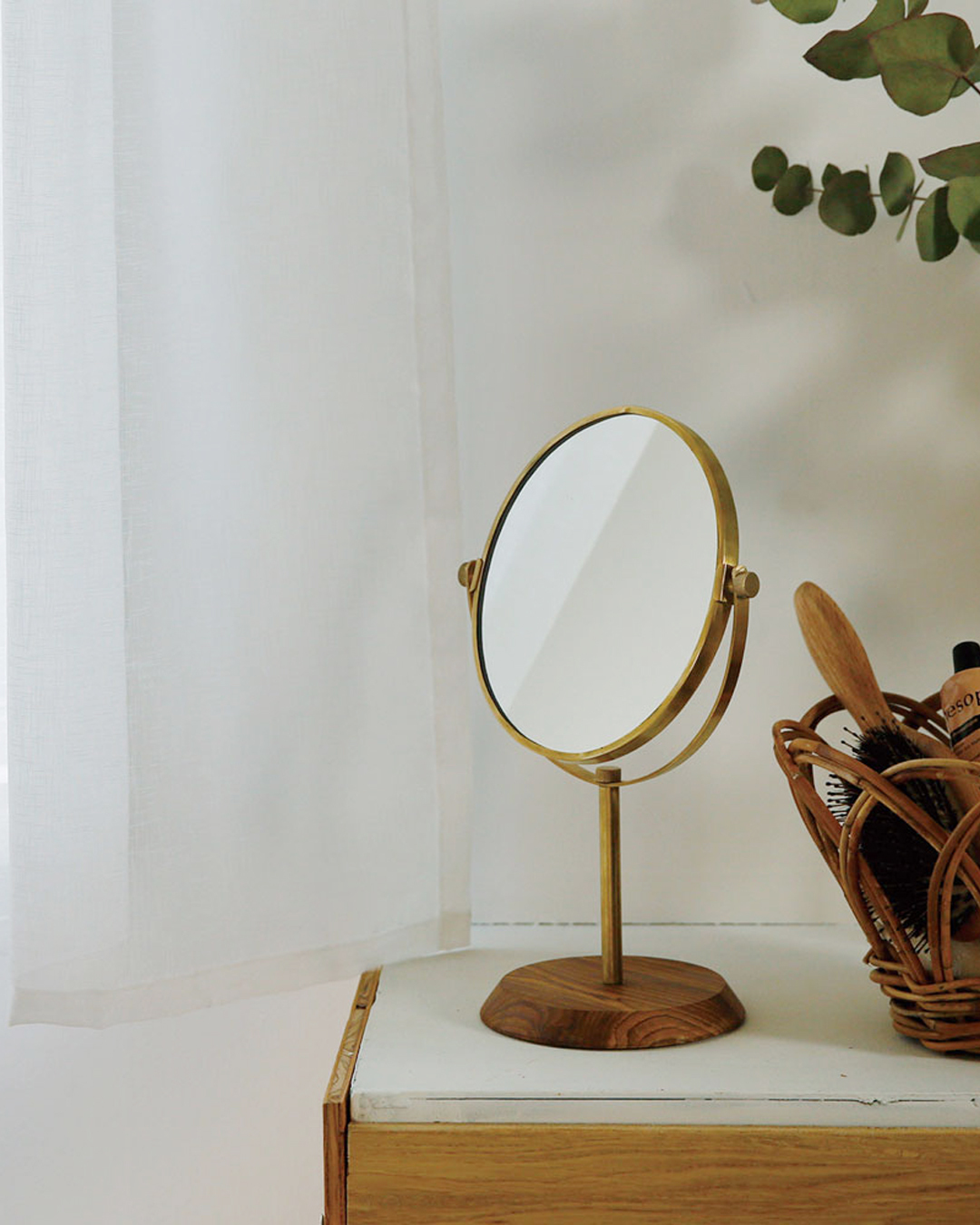黃銅紫檀木座枱鏡 L｜shesay