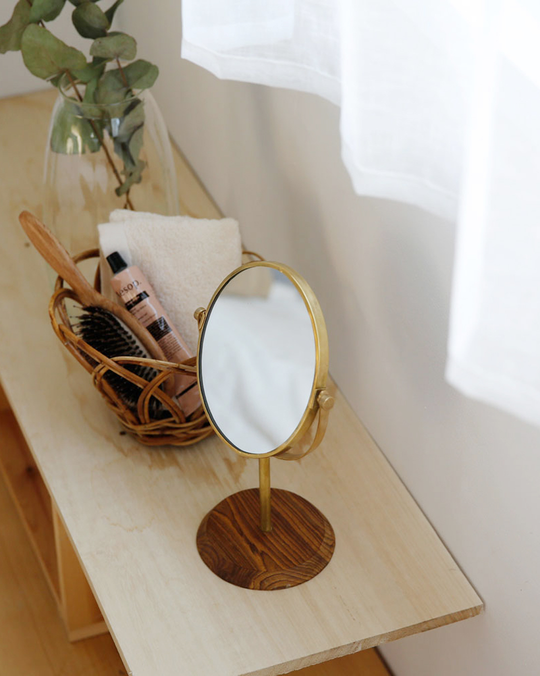 黃銅紫檀木座枱鏡 S｜shesay