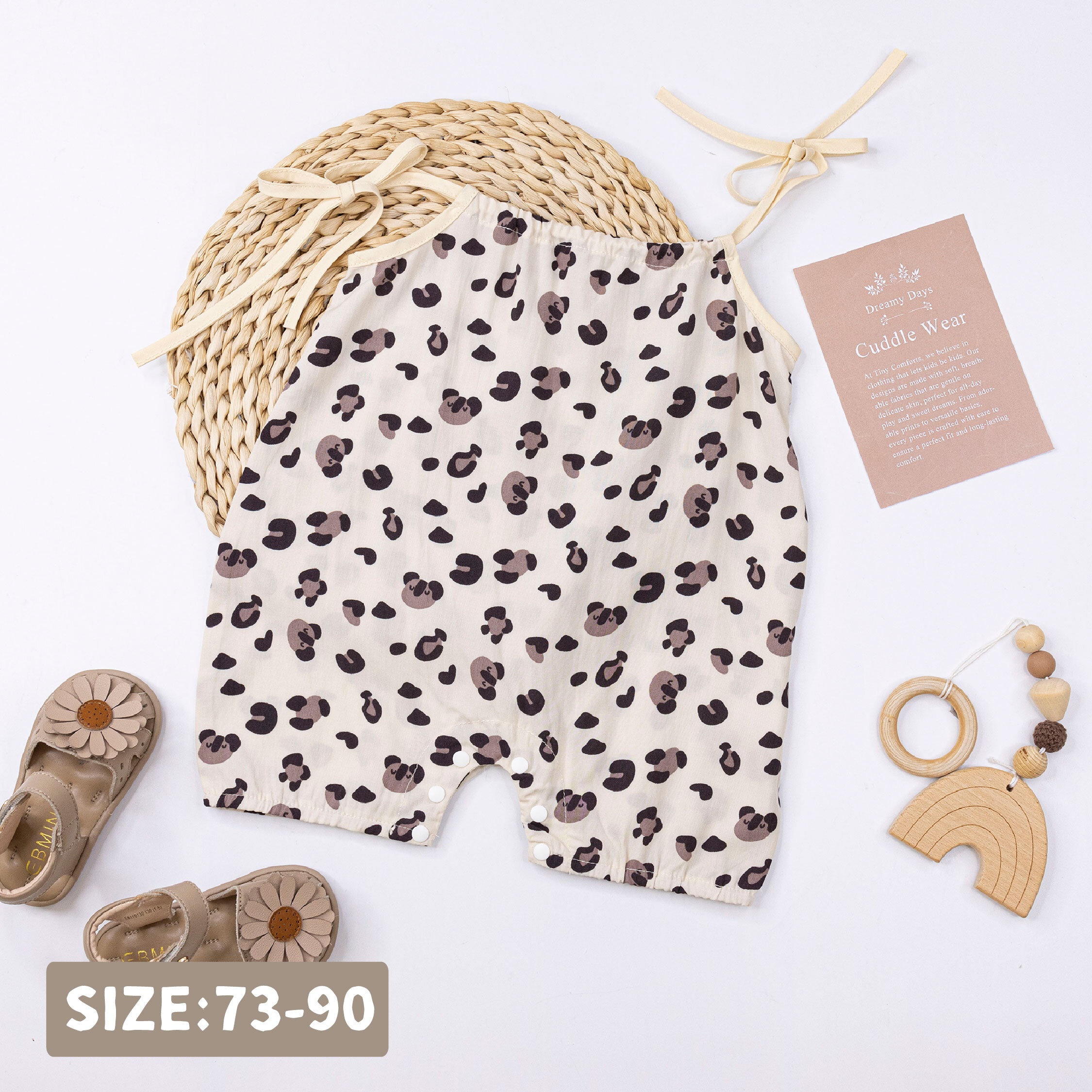 【JG0502】豹紋造型無尾熊綁帶式連身衣