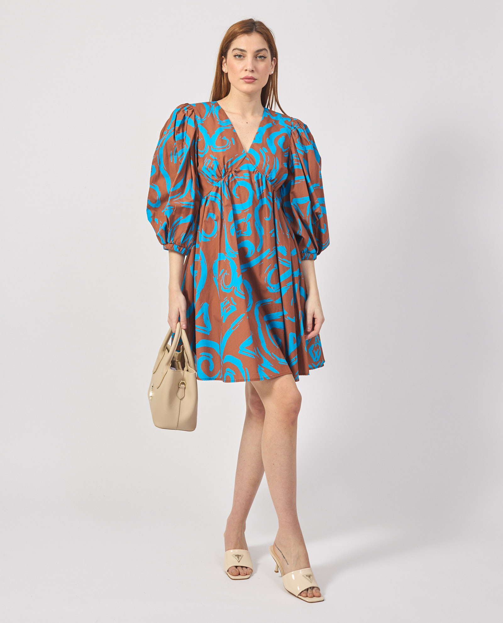 【Silvian Heach】個性簍空圖騰拋袖洋裝