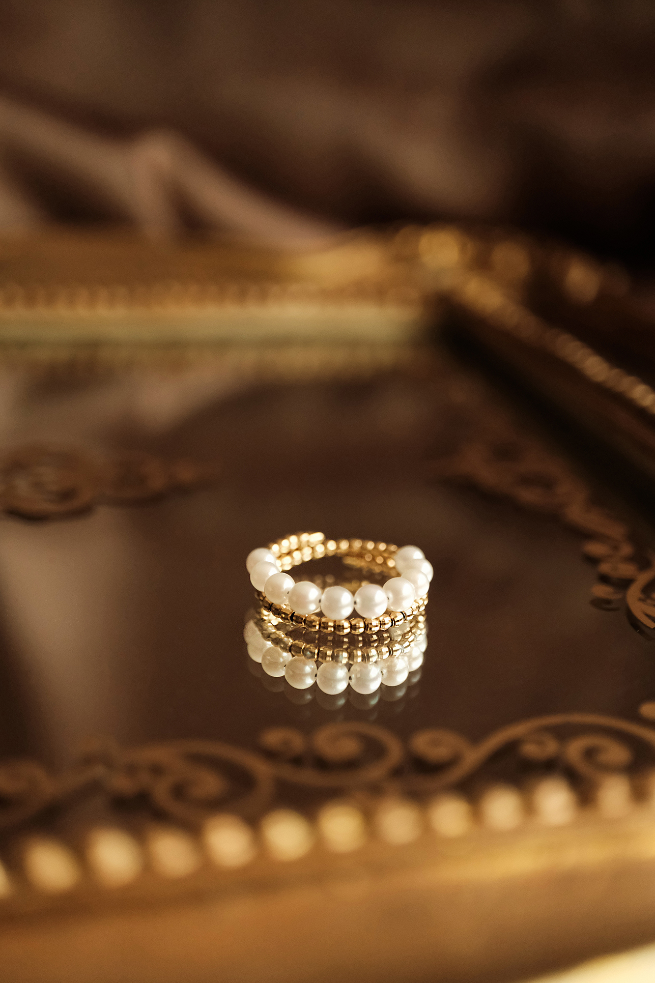 18K 山城雪景戒指