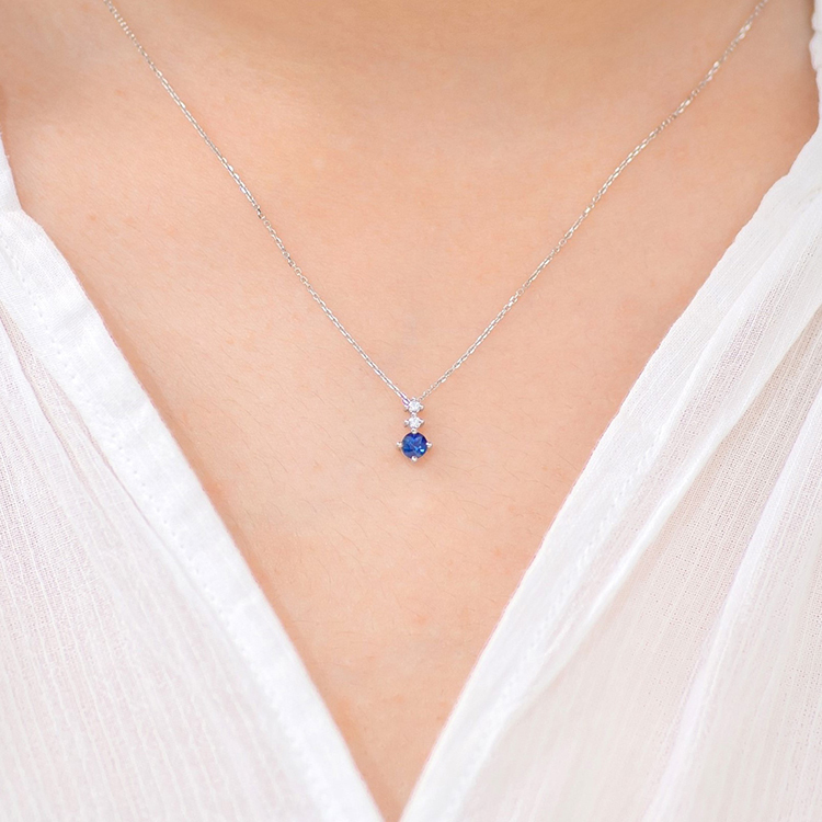 藍寶石鑽石18K項錬