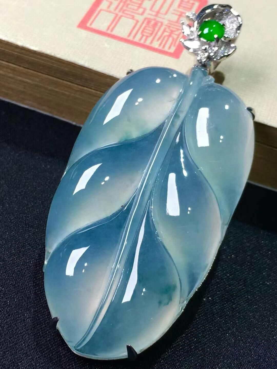 翡翠玉葉吊墜,天然翡翠A玉, 緬甸玉, Jade, Jadeite