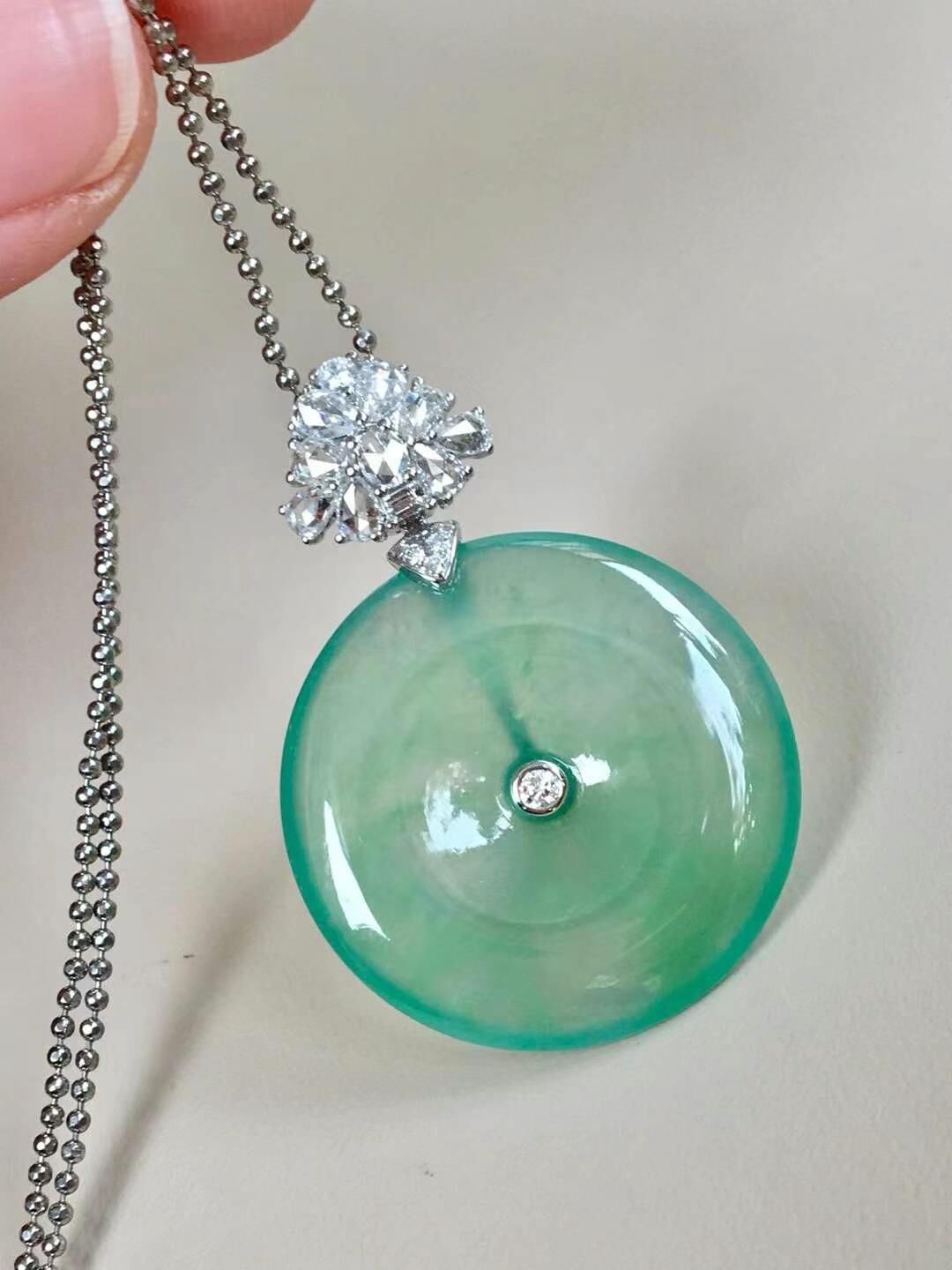 翡翠平安扣吊墜 (22mm直徑),天然翡翠A玉, 緬甸玉, Jade, Jadeite