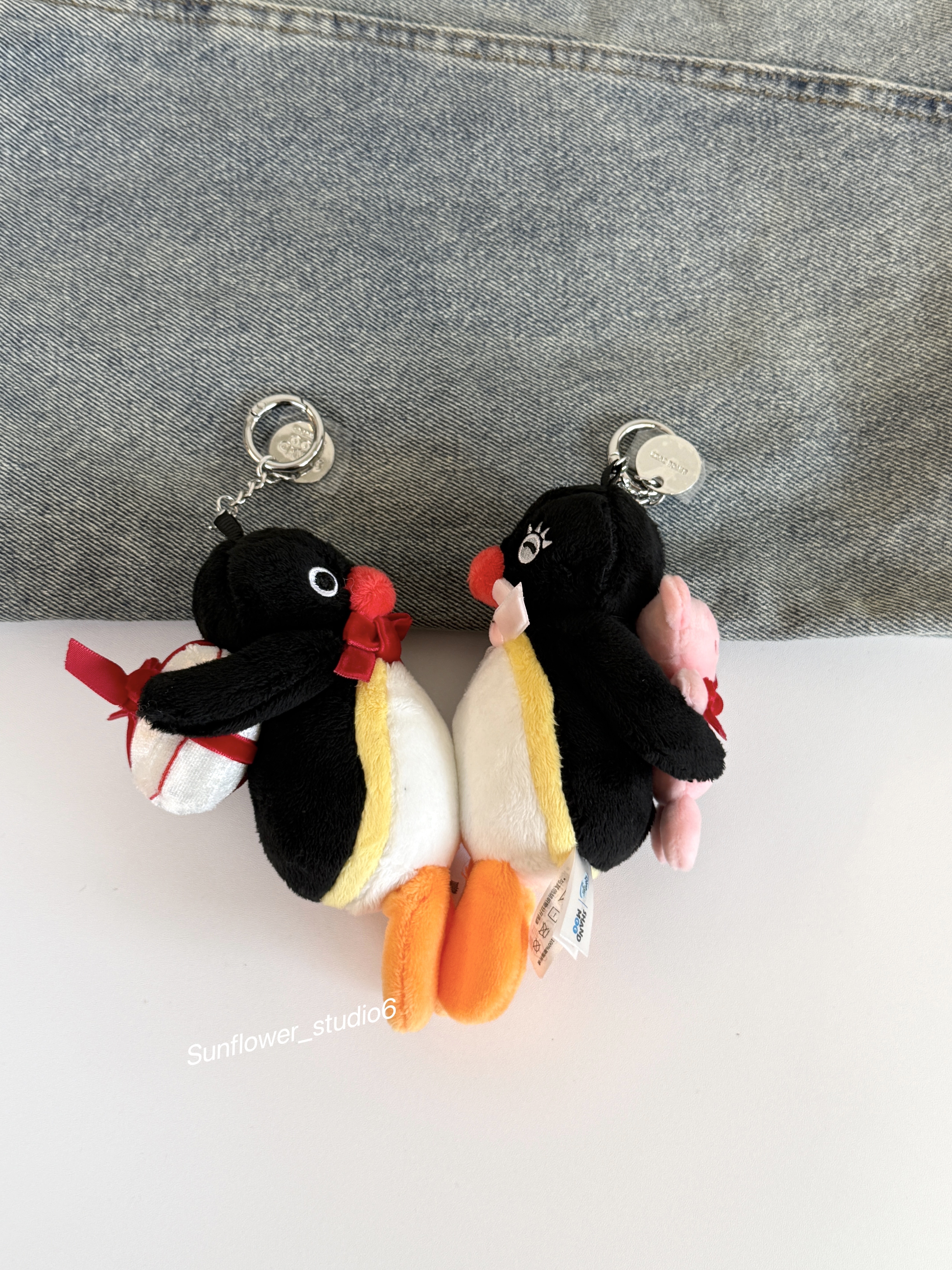 PINGU 企鵝家族 正版授權 520情人節貼貼情侶 磁吸 鑰匙圈 毛絨吊飾 娃娃 (兩隻一對 不拆賣)/預購