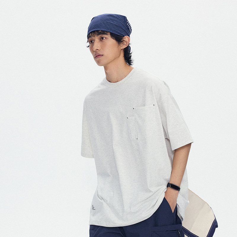 6M04 簡約口袋造型抽繩短棉TEE 三色