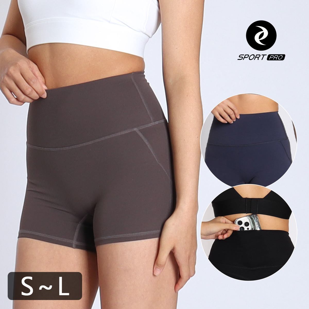 高腰後口袋翹臀跑步/運動/二分褲