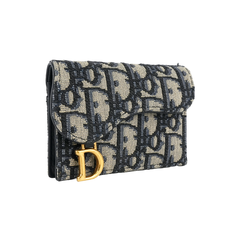 【CHRISTIAN DIOR】Saddle Oblique 翻蓋名片/卡夾(藍色)(厚款)