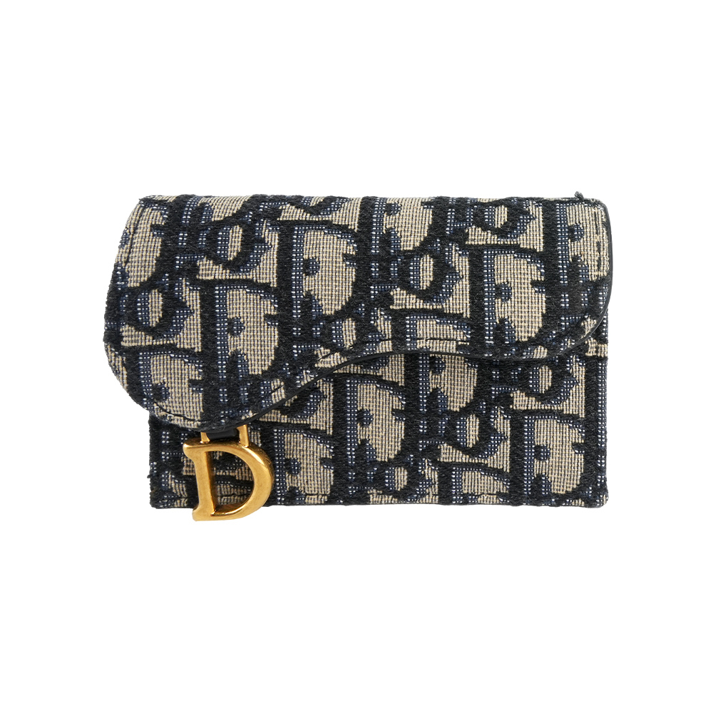 【CHRISTIAN DIOR】Saddle Oblique 翻蓋名片/卡夾(藍色)(厚款)