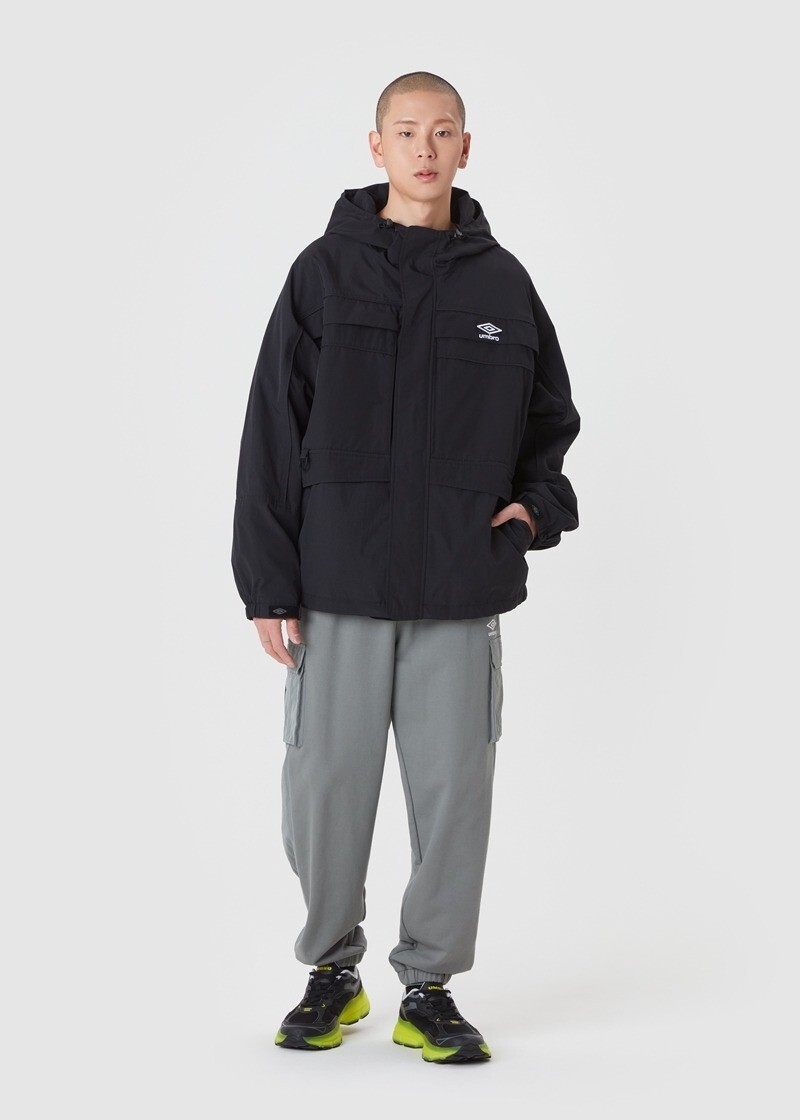 【OWN】Umbro 連帽外套 防風 防水 夏季商品 透氣網布內裡 戶外 露營 工裝 不分男女 黑色 灰棕