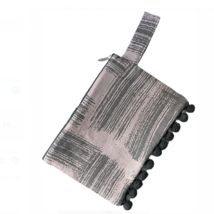 1AA0528-091 AELIA ANNA Clutch Sifnos ponpon Pink & Anthrax #22071-3 (B-EU-E)