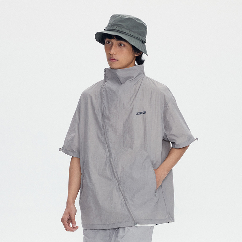 6M09 立領斜拉鍊設計感機能上衣 三色