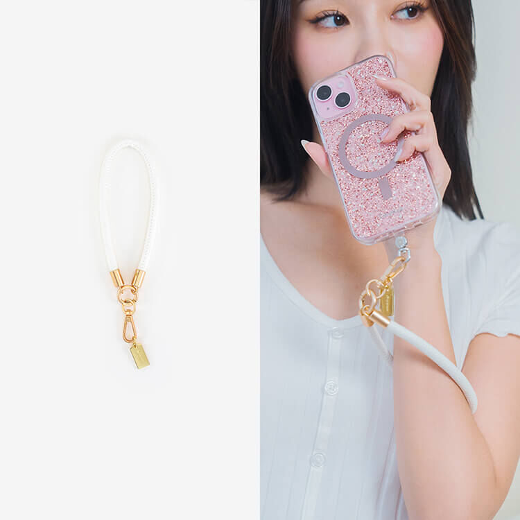 簡約粗款皮革短掛繩 (經典白) 手腕繩 短掛繩