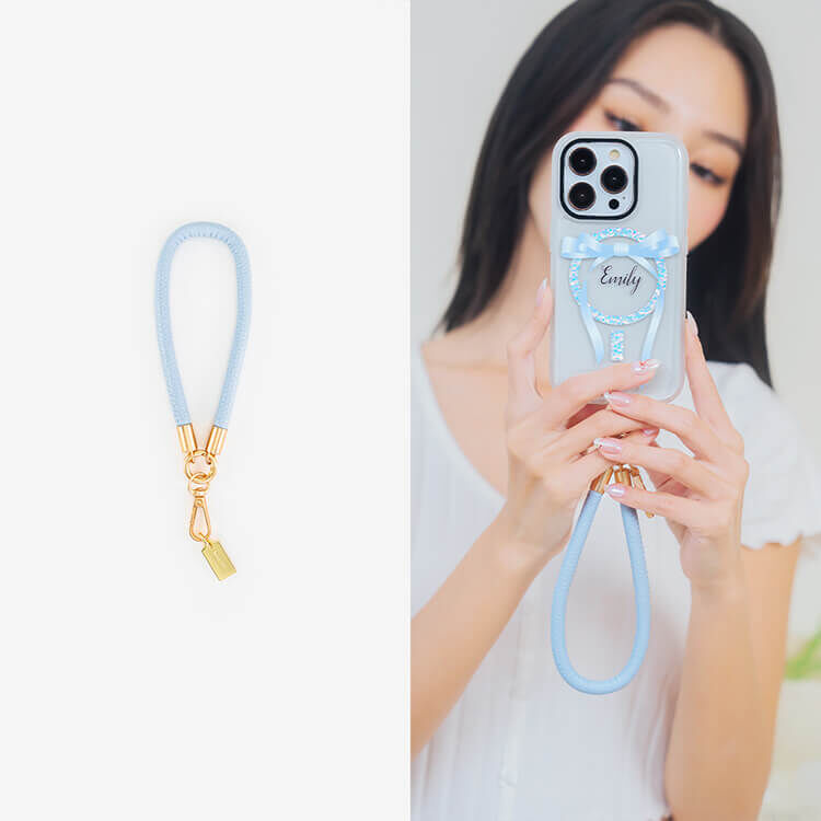 簡約粗款皮革短掛繩 (大象藍) 手腕繩 短掛繩