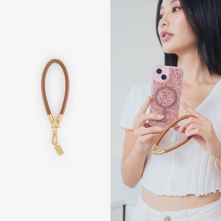 簡約粗款皮革短掛繩 (棕咖啡) 手腕繩 短掛繩