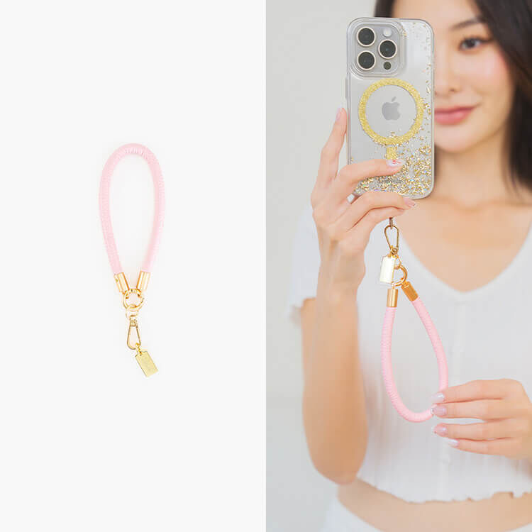 簡約粗款皮革短掛繩 (粉嫩粉) 手腕繩 短掛繩