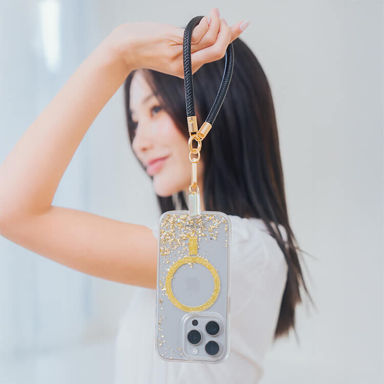 簡約粗款皮革短掛繩 (經典黑) 手腕繩 短掛繩