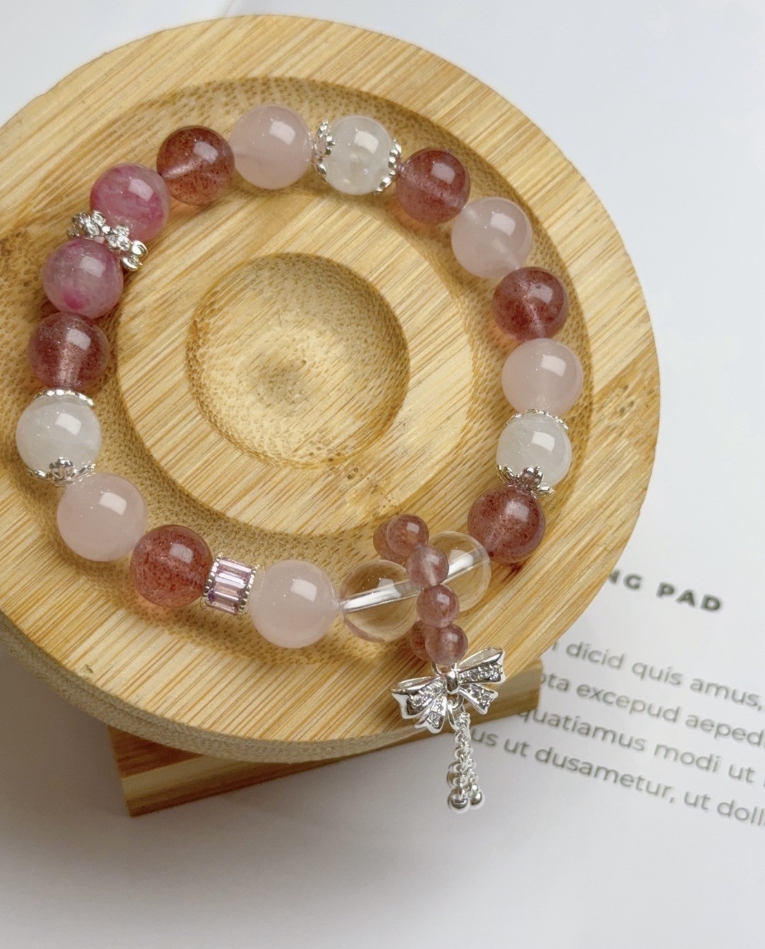 青雲直上｜草莓水晶/薔薇石/白月光水晶手鍊