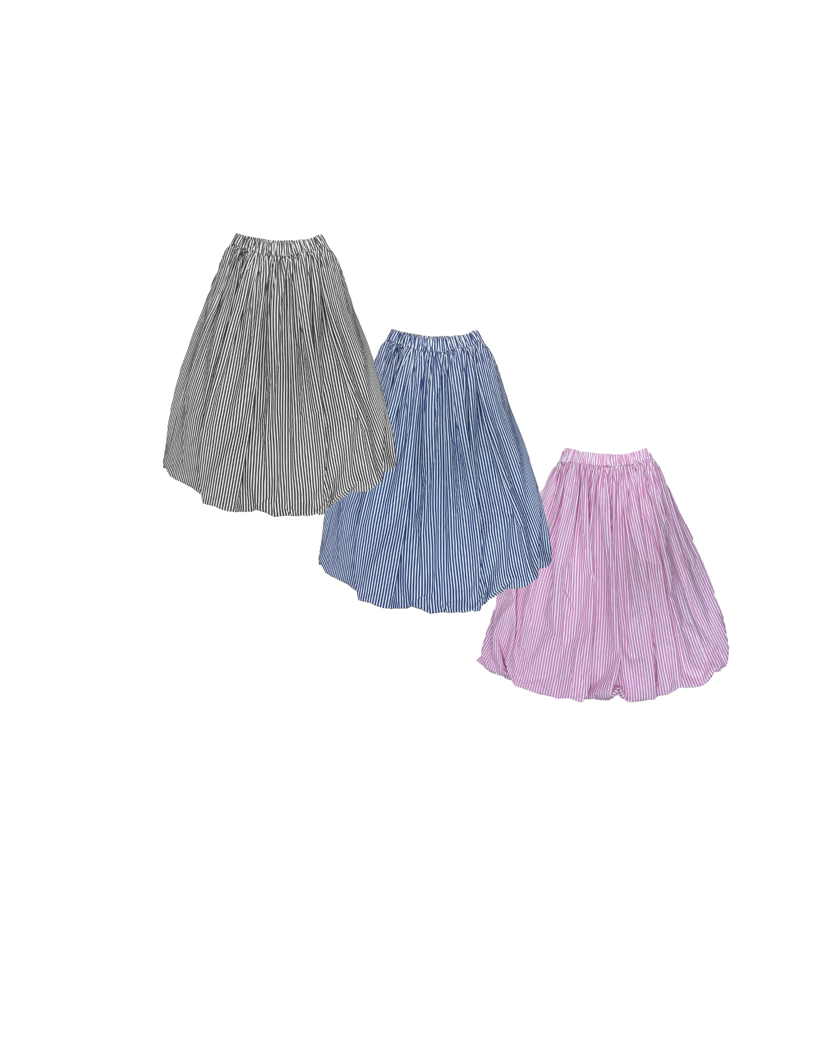 直條紋泡泡底全橡筋半裙