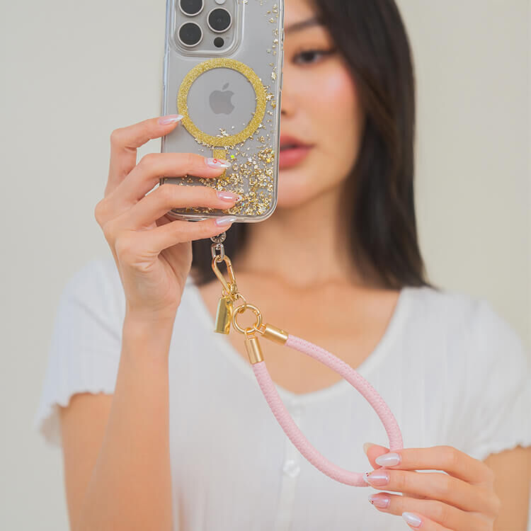 簡約粗款皮革短掛繩 (粉嫩粉) 手腕繩 短掛繩