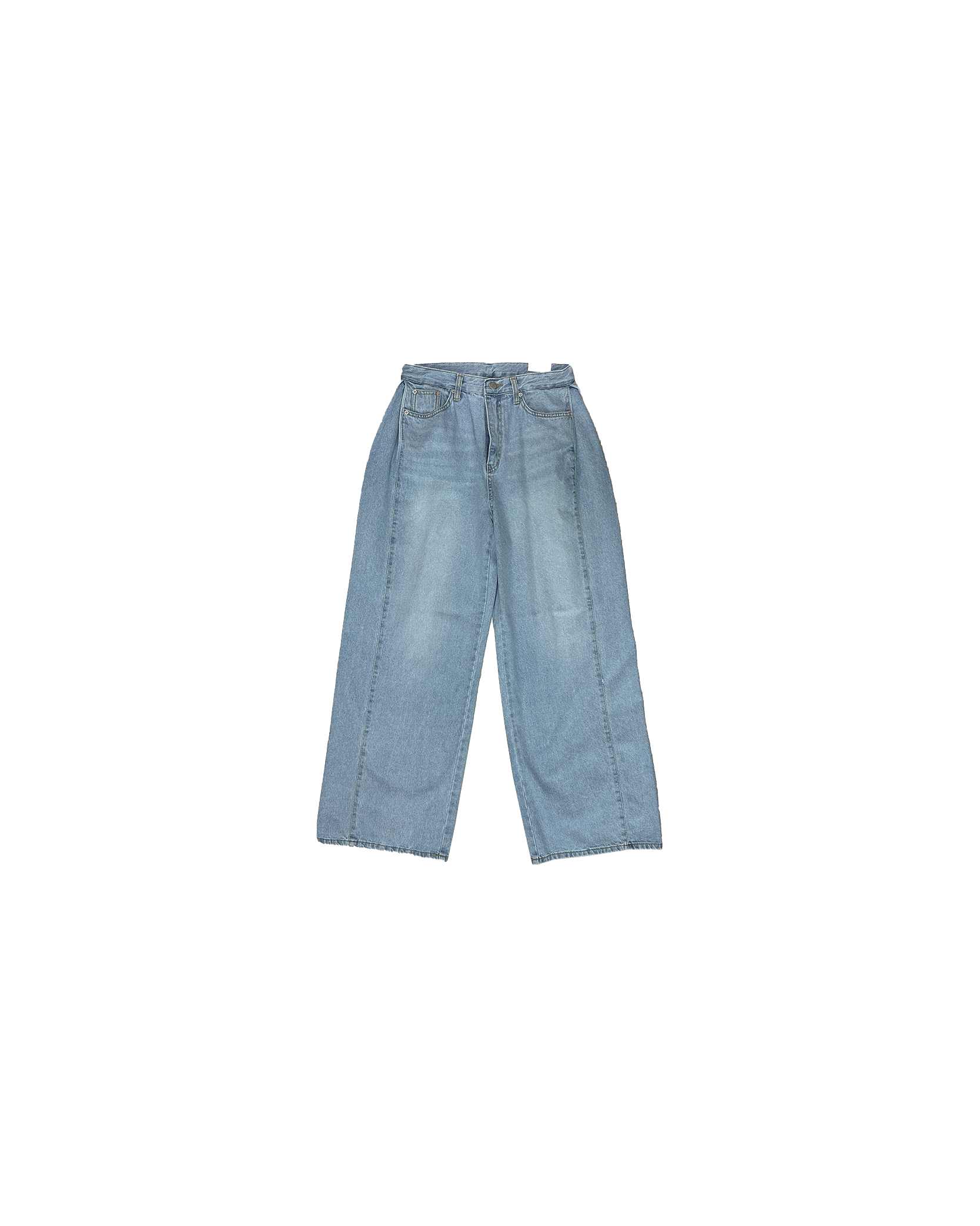 兩側小褶直腳牛仔褲