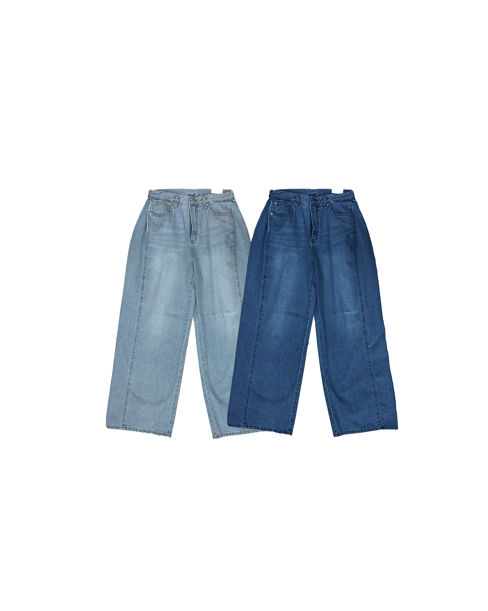 兩側小褶直腳牛仔褲