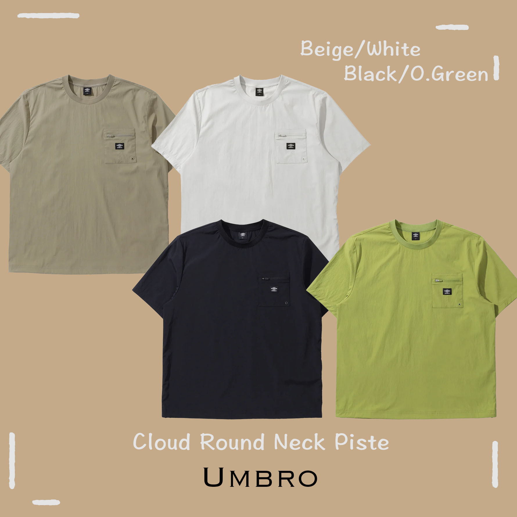 【OWN】Umbro 短袖上衣 尼龍 防水 涼感 舒適 口袋 夏季 露營 短T 不分男女 黑色 白灰色 卡其 綠