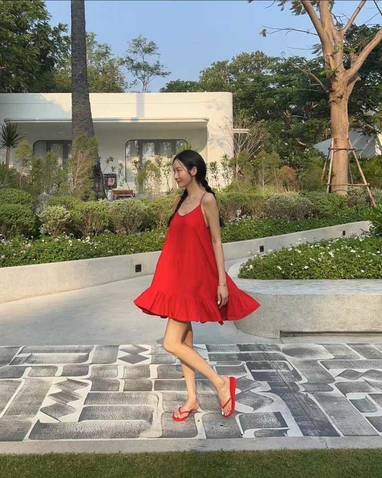 2512 正韓棉麻荷葉傘擺細肩洋